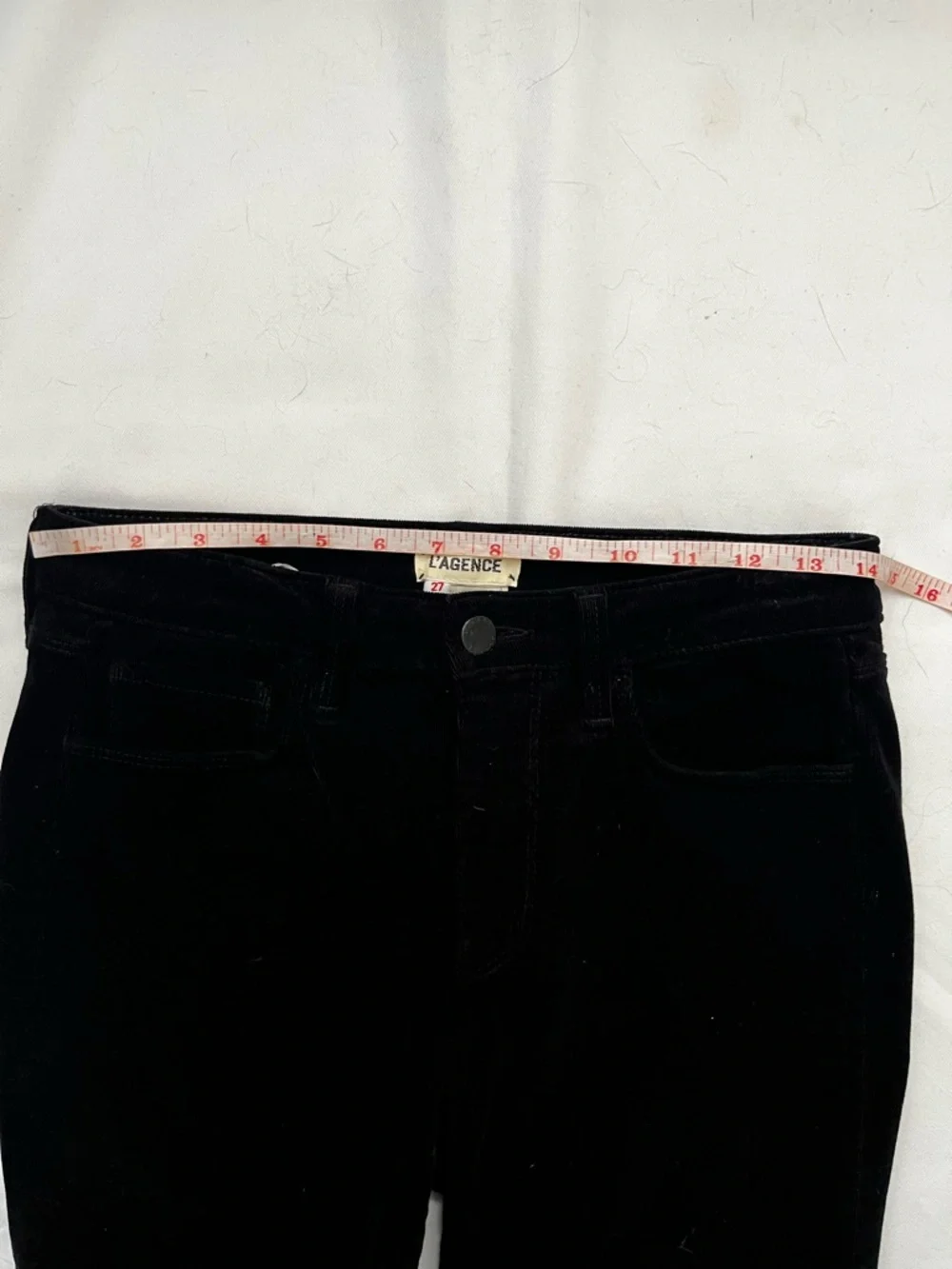 L'AGENCE Marguerite High Rise Skinny Velvet Noir Black Jeans 27 - Picture 6 of 15